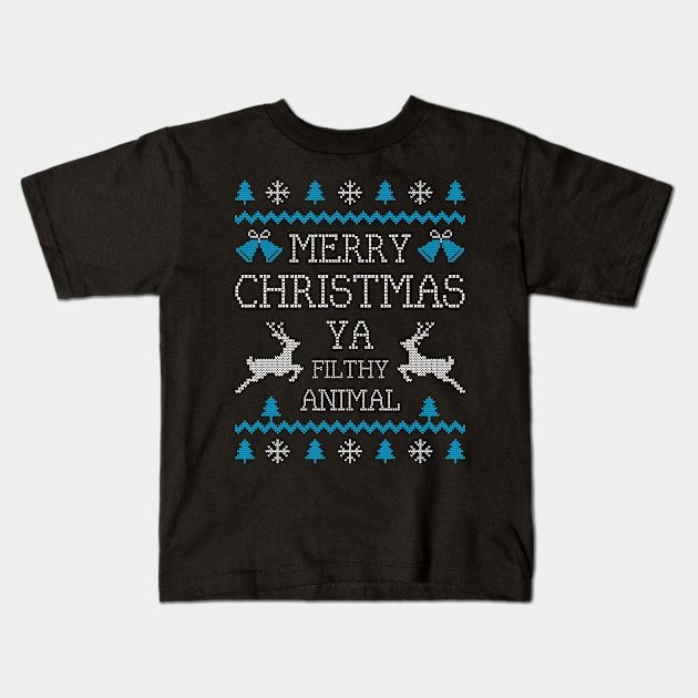 Merry Christmas Animal Filthy Ya Ugly Christmas Kids T-Shirt by lenaissac2